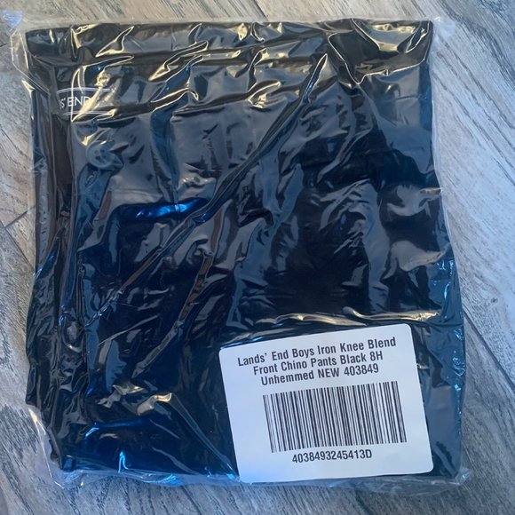 NWT LANDS' END BOYS IRON KNEE BLEND PLAIN FRONT CHINO PANTS BLACK - Picture 11 of 16